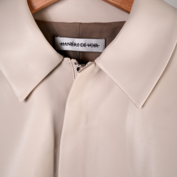 Manière De Voir Cream Faux Leather Cropped Jacket (NWT) - Picture 3 of 7